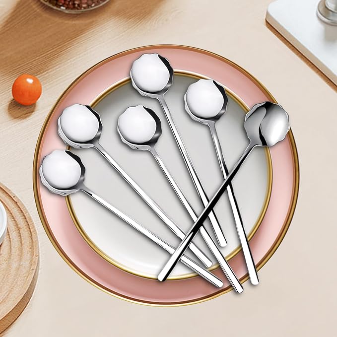 Creative spoons in multiple colors. They can be used to stir flower tea, coffee, and desserts. They're also great for decoration, collection, or as gifts. (silvery)