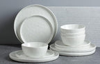 Famiware Mars Plates and Bowls Sets, 24 Pieces Dinnerware Sets, Dishes Set for 8, White