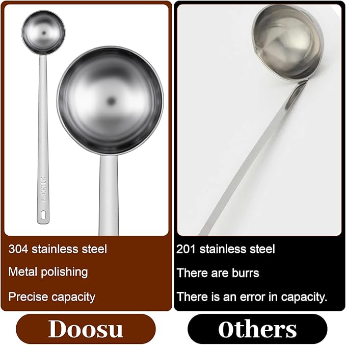 18/8 Stainless Steel Coffee Scoo, Food Grade Metal Measuring Spoon 8.6 In Long Handle 2 Tbsp/ 30ml Metal Scooper Tablespoon for Beans Ground Sugar Powders Protein Powders Sugar