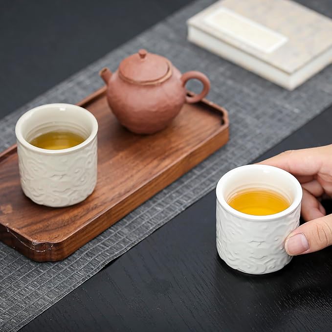 Ceramic Espresso Cups Set of 2 or 4-3oz Demitasse Cups for Coffee & Tea, No Handles, Durable & Dishwasher Safe (gray, 4)