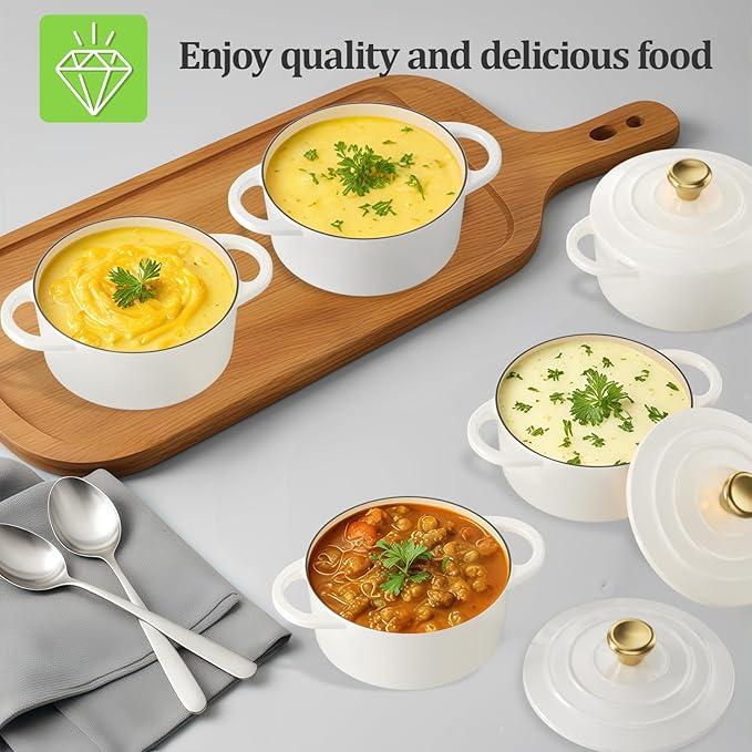 YUTANN Mini Dutch Oven 13oz Enamel Cast Iron Casserole for Single Portions, Oven Safe & PFAS-Free, Ideal for Small Bakes, Eggs & Snacks