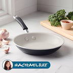 Rachael Ray Cucina Ceramic Nonstick Frying Pan/Skillet, 8.5 Inch Non Stick Open Fry Pan, Dishwasher Safe - Peppercorn