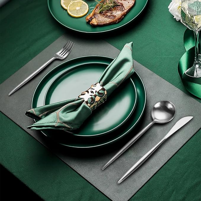 40 Pieces Silverware Set, Stainless Steel Flatware Set for 8, Satin Finish Spoons and Forks Silverware Set, Silver Cutlery Utensils Set, Dishwasher Safe