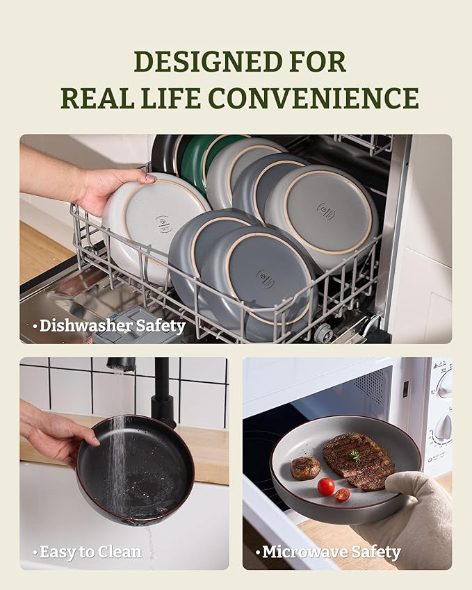 famiware Mercury Pasta Bowls Set of 4, 33 oz Large Salad Bowls, Ceramic Pasta Plates Bowls, Serving Bowls for Kitchen, Microwave & Dishwasher Safe, Multi-color