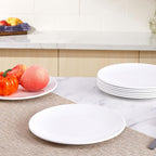 Plates 9inch Melamine Dinner Plates Round White Durable Dishes Set of 8 for Salad Dessert Dinner