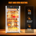 ROVSUN 5-Tier Commercial Food Warmer, 15" Pizza Warmer Food Warmer Display with LED Adjustable Lighting Glass Door Removable Shelves, Countertop Electric Food Warmer for Buffet Restaurant 110V 800W