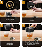Electric Whiskey Smoker Kit with 6 Flavors Wood Chips, Rechargeable Cocktail Smoker Kit, No Butane Required (Built-in Lighter), Old Fashioned Drink Smoker Kit, Birthday Gifts for Men, Dad, Husband