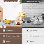 Stone Dish Drying Mat for Kitchen,Fast Dry and Quickly Absorbed Collapsible Drying Mat, 24"×16" Protection Kitchen Counter , Diatomaceous Earth Food Grade Stone Drying Trays (Deep Grey, 16*24 inch)