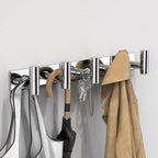 VAEHOLD Hat and Coat Wall Mount Rack - Hooks for Robes, Bags, Keys, and Towels - Bathroom Towel Hanger Organizer (Polished Chrome, “T“ Shape 5 Hooks 1 Pack)