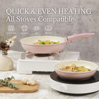 Ceramic Cookware Set Non Stick 8Pcs Pots and Pans Set Detachable Handle Induction Kitchen Cooking Set with Frying Pans Oven Dishwasher Safe, PFAS/PFOA Free, Pink