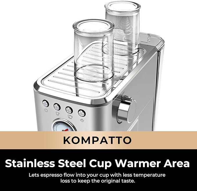 CHULUX Slim Espresso Machine with Milk Frother Steam Wand, 20 Bar Professional Italian Pump Espresso Coffee Machine for Home Cappuccino & Latte Maker, Silver