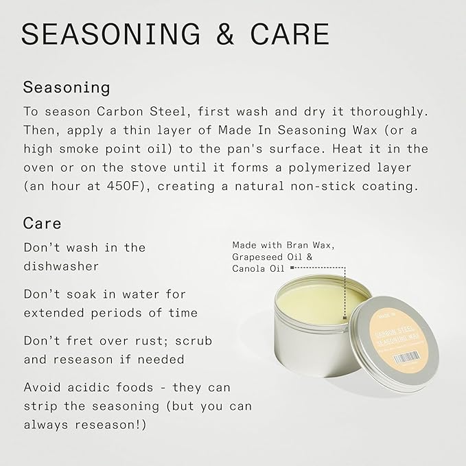 Made In Cookware - Carbon Steel Griddle + Grill Press - (Like Cast Iron, but Better) - Professional Cookware - Crafted in Sweden - Induction Compatible