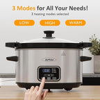 4qt Slow Cooker, Programmable Slow Cooker with Locking Lid, Removable Ceramic Pot, 3 Heating Settings & Time Control, Mini Food Warmer with Dishwasher-safe Lid & Pot, Silver