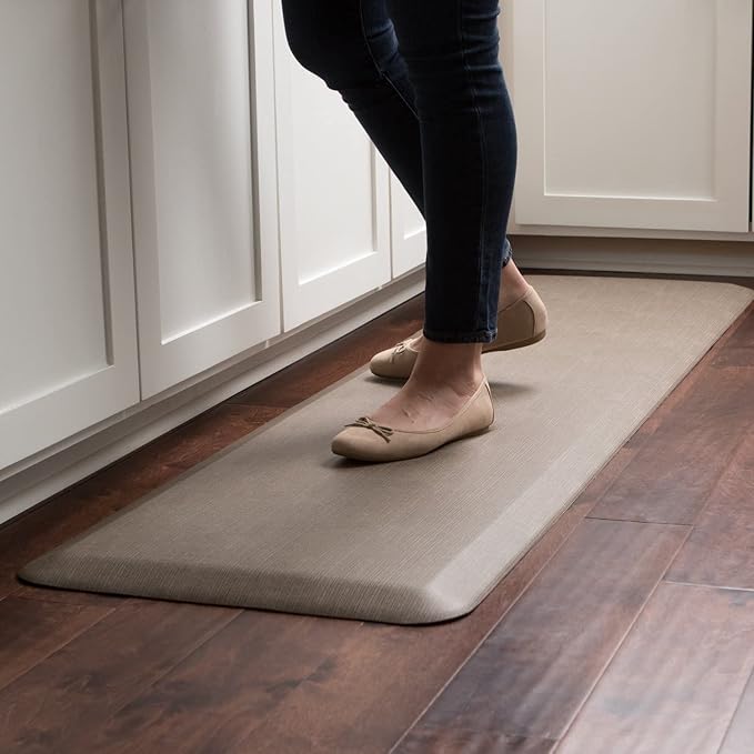 GelPro NewLife Designer Comfort Ergo-Foam Cushioned Anti-Fatigue Kitchen Floor Mat, Stain-Resistant, Waterproof, Non-Slip Padded Desk/Office Mat, 20" x 72", Grasscloth Charcoal