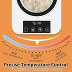 Sourdough Starter Warmer with Memory Function– 1°F Precision Temperature Control (70–100°F), Auto On/Off, 12-Hour Timer, Fits Sourdough Starter Jars Up to 40oz,Christmas gift for Home Baking Lover