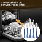 20-Piece Dark Blue Silverware Set 18/0 Stainless Steel Silverware Set Dark Blue Handle Cutlery Set Service for 4 Dinner Knives Forks Spoons Set Flatware Set Finish Dishwasher Safe