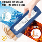 Aqulea Glass Water Bottles 32 Oz with Silicone Sleeve - BPA Free Reusable Wide Mouth Glass Motivational Water Bottles with Fruit Infuser – Leak Proof Borosilicate Water Bottle with Time Marker (Blue)