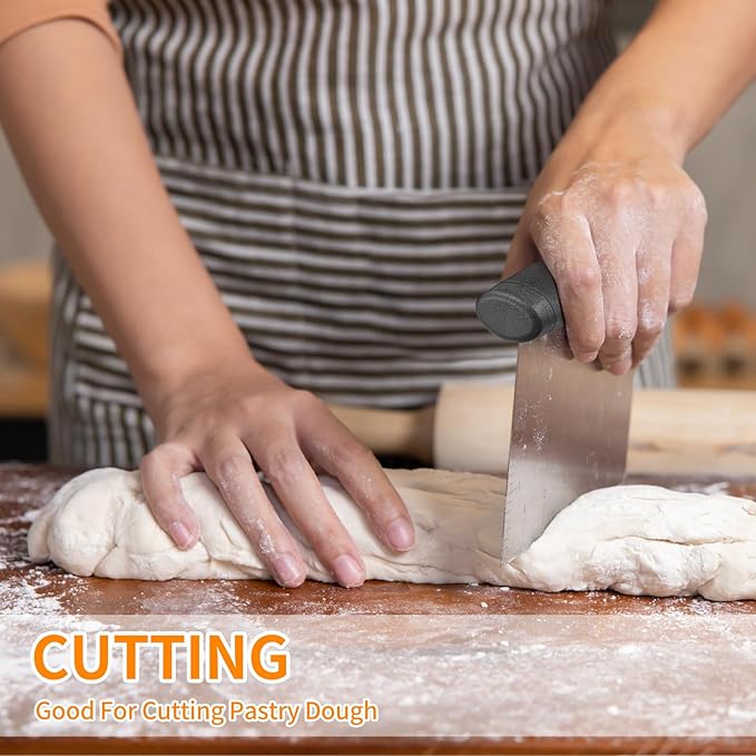 ALLTOP Stainless Steel Bench Scraper and Pastry Blender Cutter Set, Efficient Multipurpose Kitchen Baking Essential Tool with Comfortable Grip Handle-Perfect for Nut, Pie and Dough Processing - Black