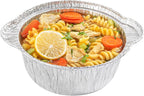 Foil Lux 34 Ounce Pans And Lids, 100 Disposable Pots With Lids - Oven-Ready, Stove Compatible, Aluminum Foil Baking Pans, Freezable, For Outdoor Camping, Vacation, Picnic, And More - Restaurantware