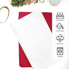 Kitchen Towels Cotton Solid Dish Cloths Kitchen Hand Towel Reusuable Dish Towel for Cleaning Tea Towels Set with Hanging Loop - 18"x 28",Red & White, Pack of 2