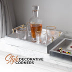 Rectangle Serving Tray with Handles - for Coffee Table, Breakfast, Dinner Kitchen Living Room Bedroom, Home Decor for All Occasions, Silver, Size M