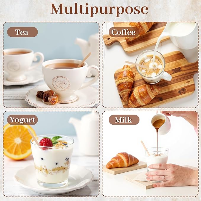 2000 Pcs Individually Wrapped Wooden Coffee Stirrers, Disposable Coffee Stir Sticks Round End Sticks Bulk Wood Stirrers for Cocktail Hot Drinks Restaurant Bar Home Office