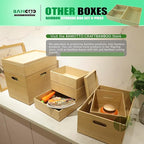 3-Piece Large Bamboo Storage Box Set, 3.1 in High Stackable Deep-Drawer Organizer for Kitchen Cutlery, Cookware, Utensils & Knives, Exquisite Durable Lidless Wooden Bin (14.6"x10.2"*1+10.2"x7.3"*2)
