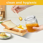 17oz Honey Jar with 3 Wooden Dippers,Pot Container Dispenser,Clear Glass Honey Container for Home Kitchen,Store Honey and Syrup,Easy to Clean