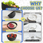 Wheat Straw Bowls Set of 6, Unbreakable Lightweight 26 OZ Cereal Bowls for Kitchen, Reusable Salad Bowl, Microwave & Dishwasher Safe Bowl Set, Black