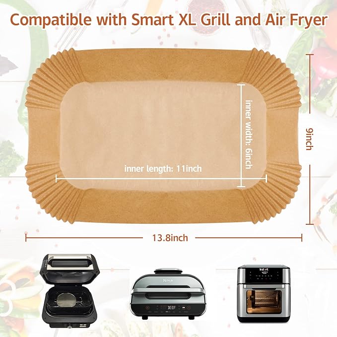 Air Fryer Liners Ninja Accessories,Air Fryer Liners Disposable Paper Air Fryer Parchment Paper Liners Rectangular Air Fryer Accessories Baking Paper (125PCS for Ninja XL)