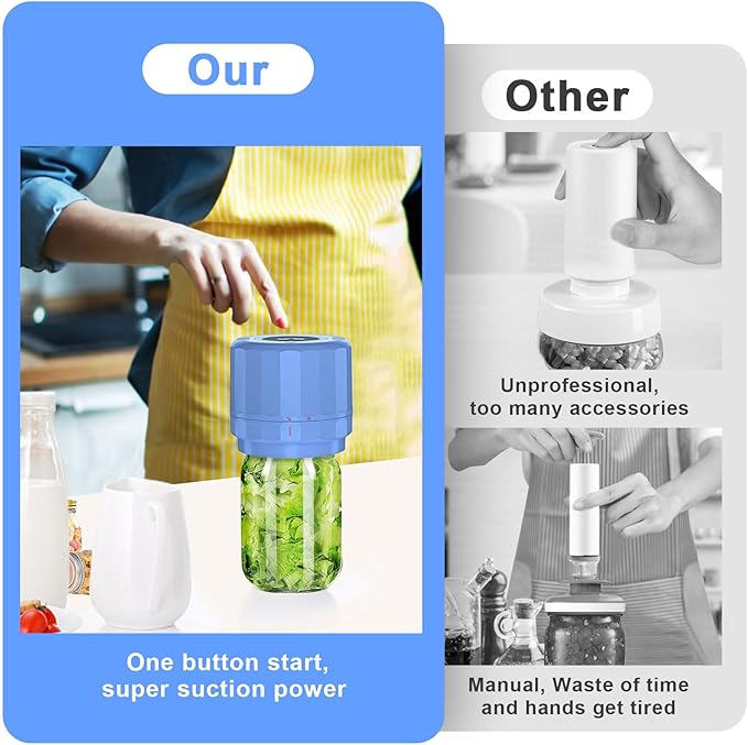 M11 Mason Jar Vacuum Sealer - Electric Mason Jar Vacuum Sealer Kit with Wide and Regular Mouth Mason Lids, Jar Vacuum Sealer for Canning Jars, Vacuum Sealing Machine for Food Storage