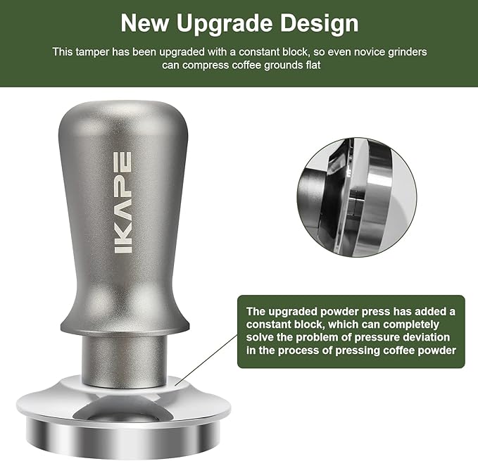 IKAPE 58.5mm Espresso Tamper, Premium Barista Coffee Tamper with Calibrated Spring Loaded, 100% Stainless Steel Base Tamper Compatible with Espresso Machine Rancilio, Gaggia Bottomless Portafilter