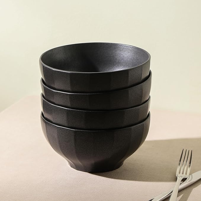 Stone Lain Rio 4-Piece Bowl Set Stoneware, Black