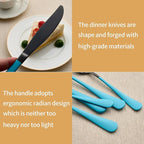 20-Piece Black and Lake Blue Silverware Set 18/0 Stainless Steel Silverware Set Lake Blue Handle Cutlery Set Service for 4 Dinner Knives Forks Spoons Set Flatware Set Finish Dishwasher Safe