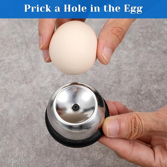 Stainless Steel Egg Piercer, Anti-Burst Egg Poker with Sturdy Base and Retractable Pin, Anti-rust Needle Eggs Piercer for Hard Boiled or Raw Eggs, Hole Seperater Bakery Kitchen Tools, Black