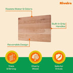 Riveira Cherry Wood Cutting Board – Gourmet Black Cherry Grandeur: 36 x 24 Wooden Cutting Board – Wooden Cutting Boards For Kitchen Decorative – Innovative Juice Grooves Cherry Wooden Chopping Board