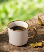 Stoneware Electroplated Mug Set of 4-15oz Ceramic Coffee & Tea Cups with Gold Handle - Perfect for Hot & Iced Drinks - Dishwasher Safe - Modern Chic Design - Ivory White & Gray - Ideal Gift