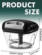 Manual Food Processor Vegetable Cutter, Geedel Pull Chopper with String, Food Chopper Vegetable Cutter for Veggies, Fruits, Salad, Onion, Nuts, etc, 2 Cup(500ml), Black