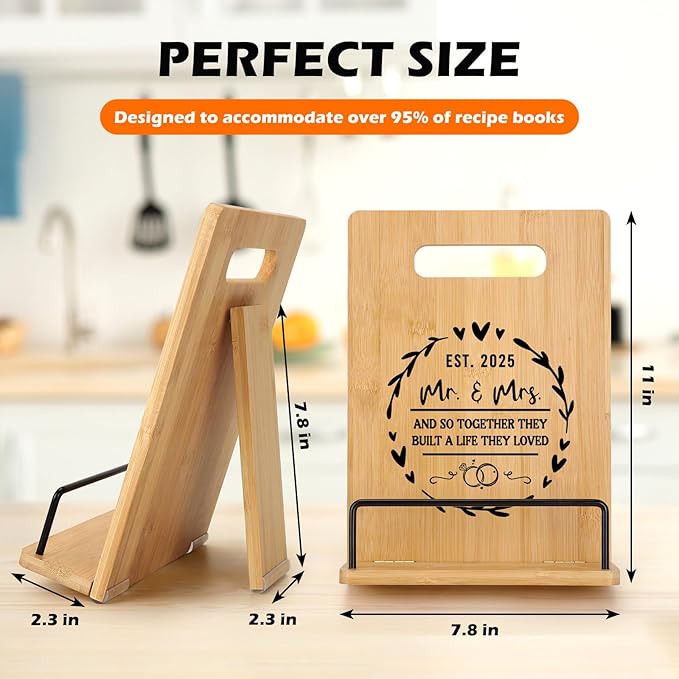 Mr and Mrs Wedding Gifts for Couples 2025, Wedding Gifts for Bride and Groom Cookbook Stand, Gifts for Bridal Shower Engagement Wedding, Mr and Mrs Gifts for Couples Newlyweds Bride to Be