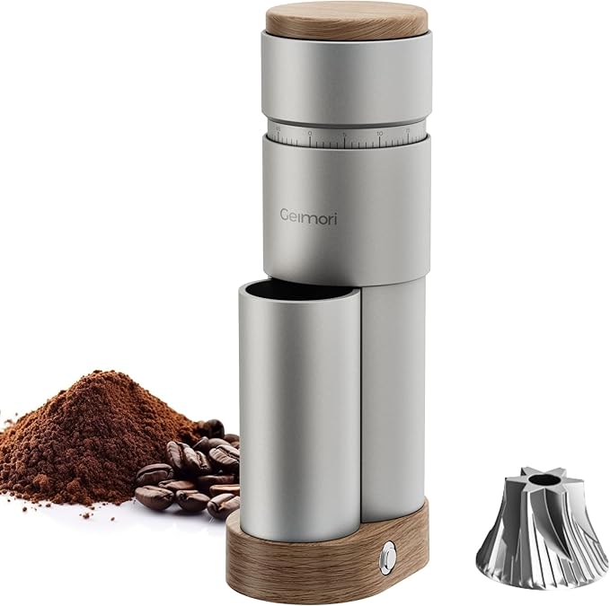 Burr Coffee Grinder,Wirsh Portable Electric Grinder Geimori T38 Plus,Espresso Grinder with Conical Burr,Stepless Grind Settings from Fine to Coarse for Espresso,Drip,French Press,Home&Travel Use