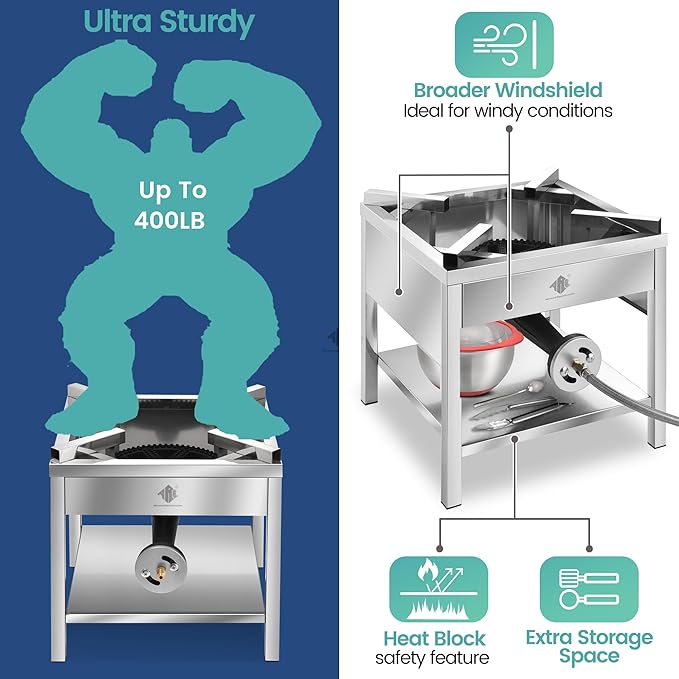 ARC 64QT Stainless Steel Seafood Boil Pot with 200,000BTU Propane Burner, w/Basket for Outdoor Deep Fryer, Large Cooking Pot for Turkey Fryer, Crab, Crawfish, Shrimp, Lobster Boiling Stock Pot