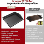 17" x 13" Cast Iron Griddle, Universal Stove Top Griddle Gas Grill Griddle Insert for Charbroil Nexgrill Parts Charcoal Cooking Plate Outdoor Camping Tailgating Teppanyaki BBQ Accessory