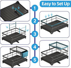 Dish Drying Rack for Kitchen Counter 2 Tier – Large Large Stainless Steel Dish Drainer with Drainboard & Utensil Holder, Bowl Rack，Easy Stallation Quick Drying Black Dish Rack Organizer,1-Pack