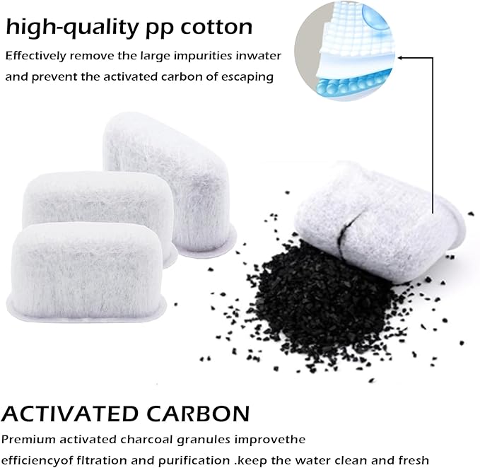 Delonghi 7313285779 water filter, Coffee Maker Carbon Filter, Espresso Machine Activated Charcoal Filter Replacement Accessories Parts (8 Pcs)