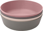 WeeSprout Bamboo Kids Bowls, Set of Four 15 oz Kid-Sized Dinnerware, Cereal, Leftovers & Snack Bowl, Dishwasher Safe (Pink, Green, Gray, & Beige)
