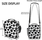 Cow Skin Insulated Lunch Bag for Kids Boys Girls Lunch Box Containers Tote with Shoulder Strap Durable Reusable Waterproof Meal Prep Bag for School Picnic Work Thermal Cooler Bag