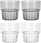 uxcell Clear Plastic Reusable Drinking Glasses, 10oz Drinking Glasses Set Plastic Water Cup Unbreakable Stackable for Beer Cocktail Water Juice Whiskey(Transparent/Gray, 4Pcs)