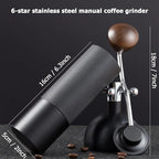 Manual Coffee Grinder with Double Bearing System Coffee Bean Grinder, 25g Capacity Hand Coffee Grinder, Stainless Steel 6-Star Burr Mill (GRAY, 6star-stainless steel)