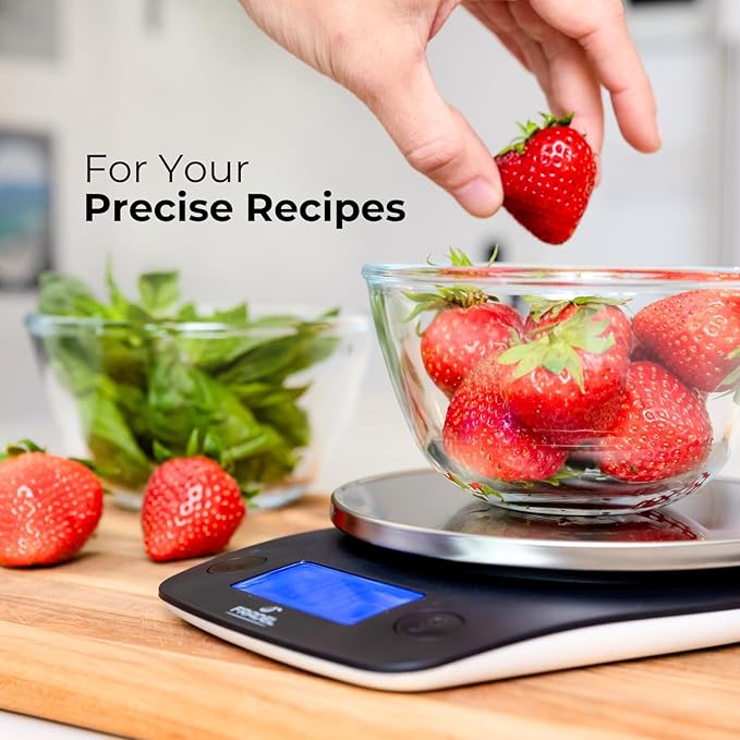 Fradel 0.1g Digital Kitchen Food Scale in Grams & Ounces - 11lb, for Cooking, Baking, Weight Loss - Round