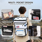 Large Backpack Cooler 36 Can Cooler Backpack with 2 Insulated Compartments Leak Proof Waterproof Travel Backpack, Camping Beach Picnic Lunch Thermal Bag for Women and Men